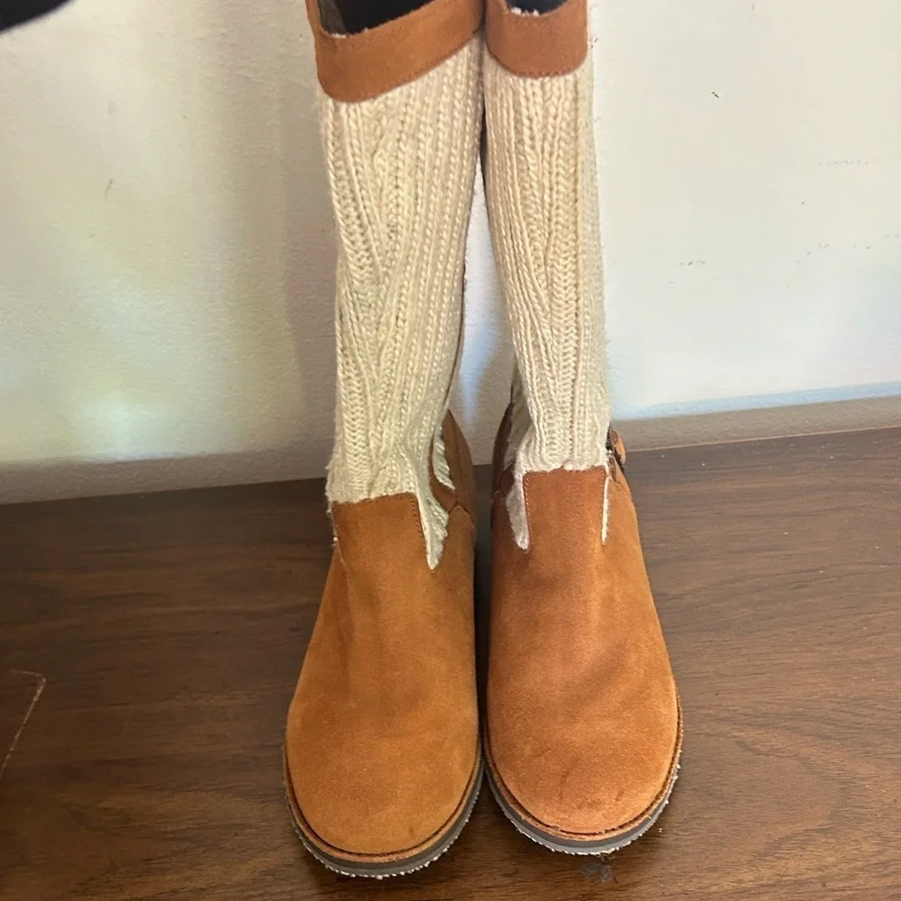 REEF Autumn Star Boots Women’s 8 Winter Tan Brown Cream New warm Tall